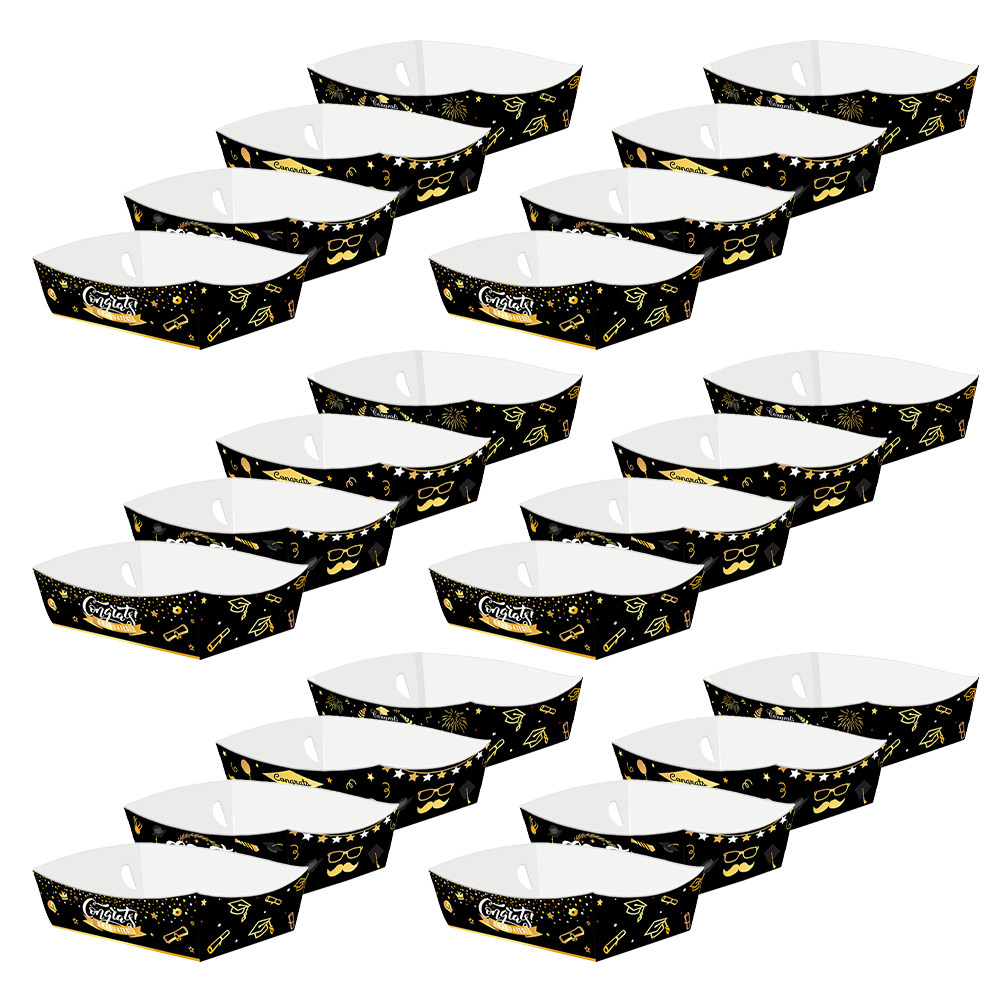 Food Snacks Party - 24Pcs Graduation Paper Food Trays Festive