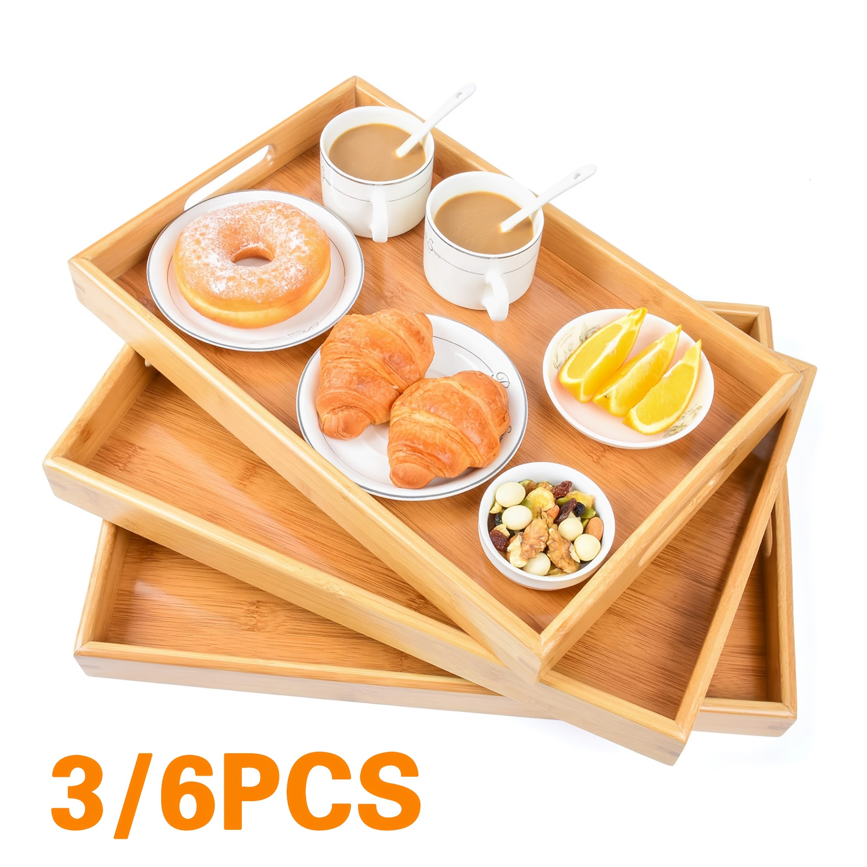 Food Snacks Party - Bamboo Serving Tray Kitchen Food Tray